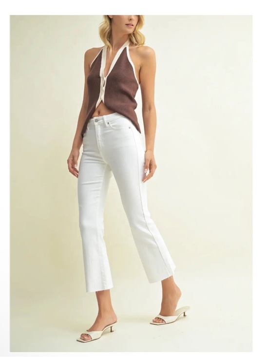 Just Black Pants - Just Black Denim Cropped Kick Flare Jeans